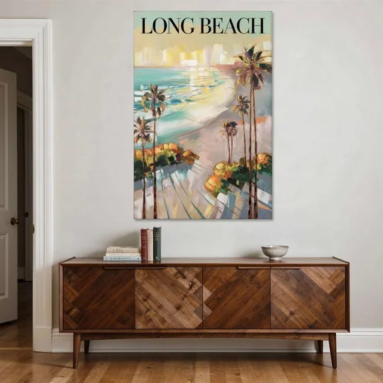 Long Beach California Palm Trees - Canvas Wall Art - Coffee Table - 40x60