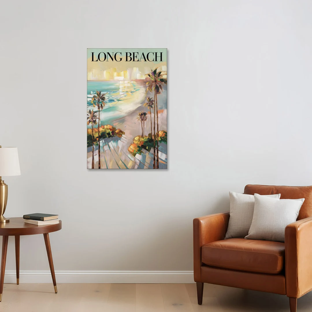 Long Beach California Palm Trees - Canvas Wall Art - Sofa - 24x36