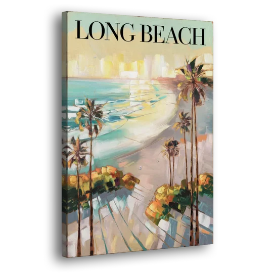 Long Beach California Palm Trees - Canvas Wall Art - Side