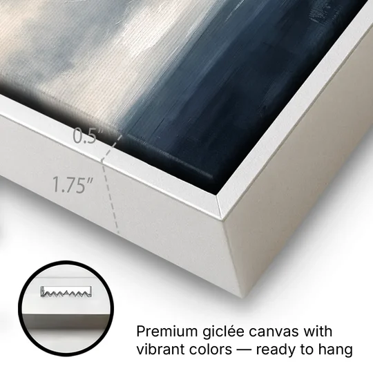 Long Horizontal Cloud Bank Over a Calm Sea - White Framed Canvas Wall Art - Gallery Wrap Corner