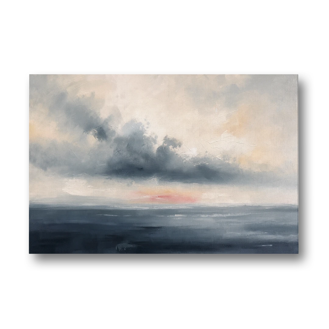 Long Horizontal Cloud Bank Over a Calm Sea - Canvas Wall Art - Front