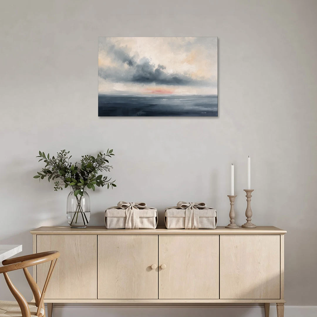 Long Horizontal Cloud Bank Over a Calm Sea - Canvas Wall Art - Coffee Table - 36x24
