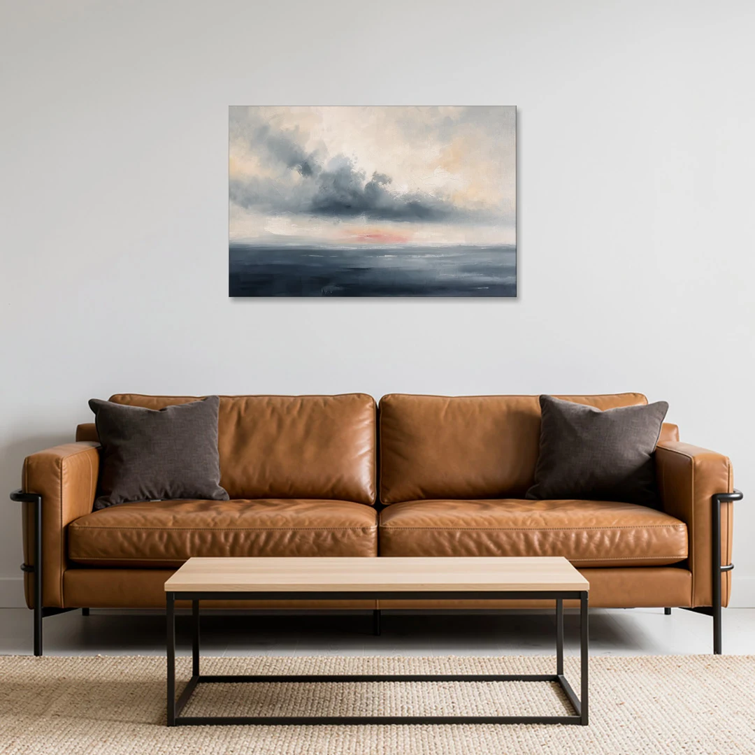 Long Horizontal Cloud Bank Over a Calm Sea - Canvas Wall Art - Sofa - 36x24