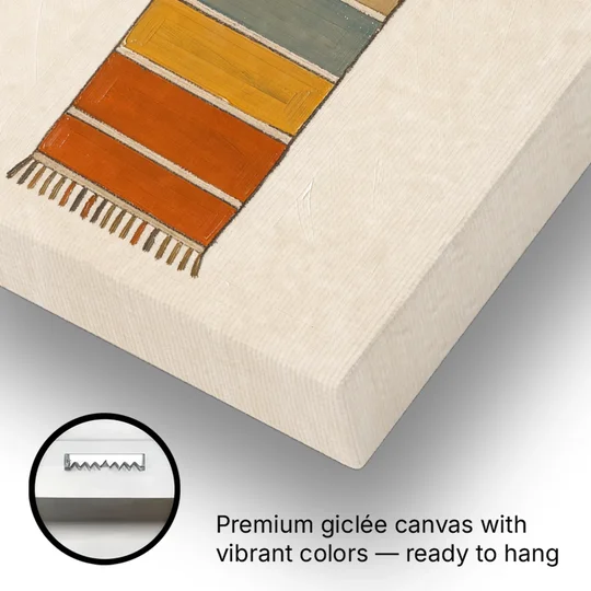Long Narrow Wall Art of a Painted Rug Runner - Canvas Wall Art - Gallery Wrap Corner