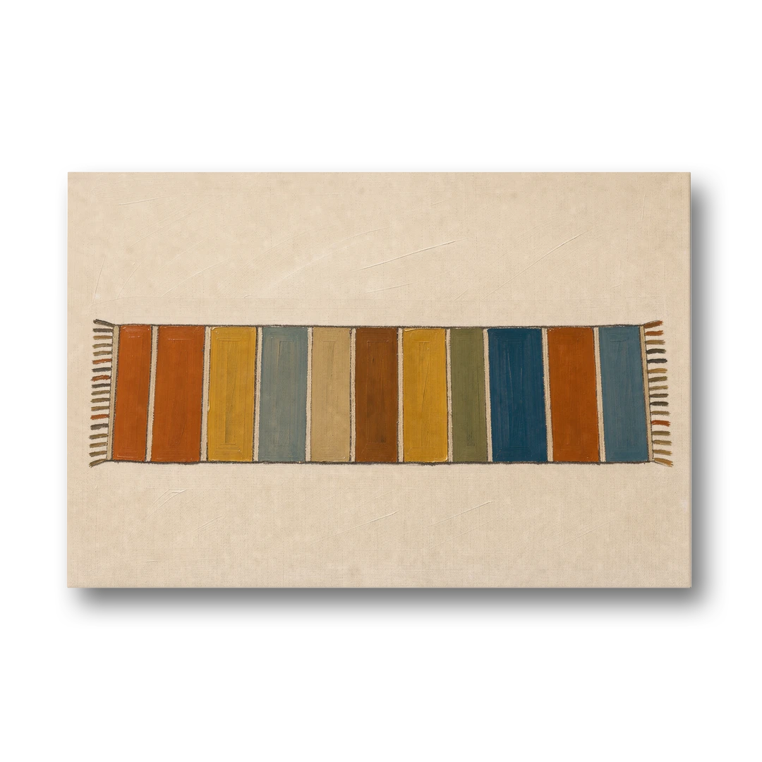 Long Narrow Wall Art of a Painted Rug Runner - Canvas Wall Art - Front