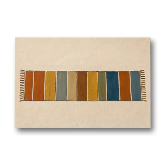 Long Narrow Wall Art of a Painted Rug Runner - Canvas Wall Art - Front