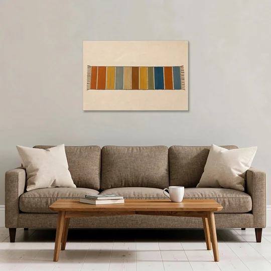 Long Narrow Wall Art of a Painted Rug Runner - Canvas Wall Art - Sofa - 36x24