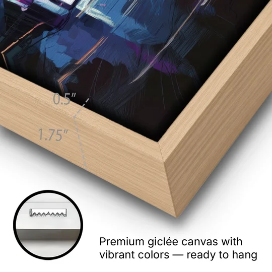 Los Angeles Airport Aerial View - Oak Framed Canvas Wall Art - Gallery Wrap Corner