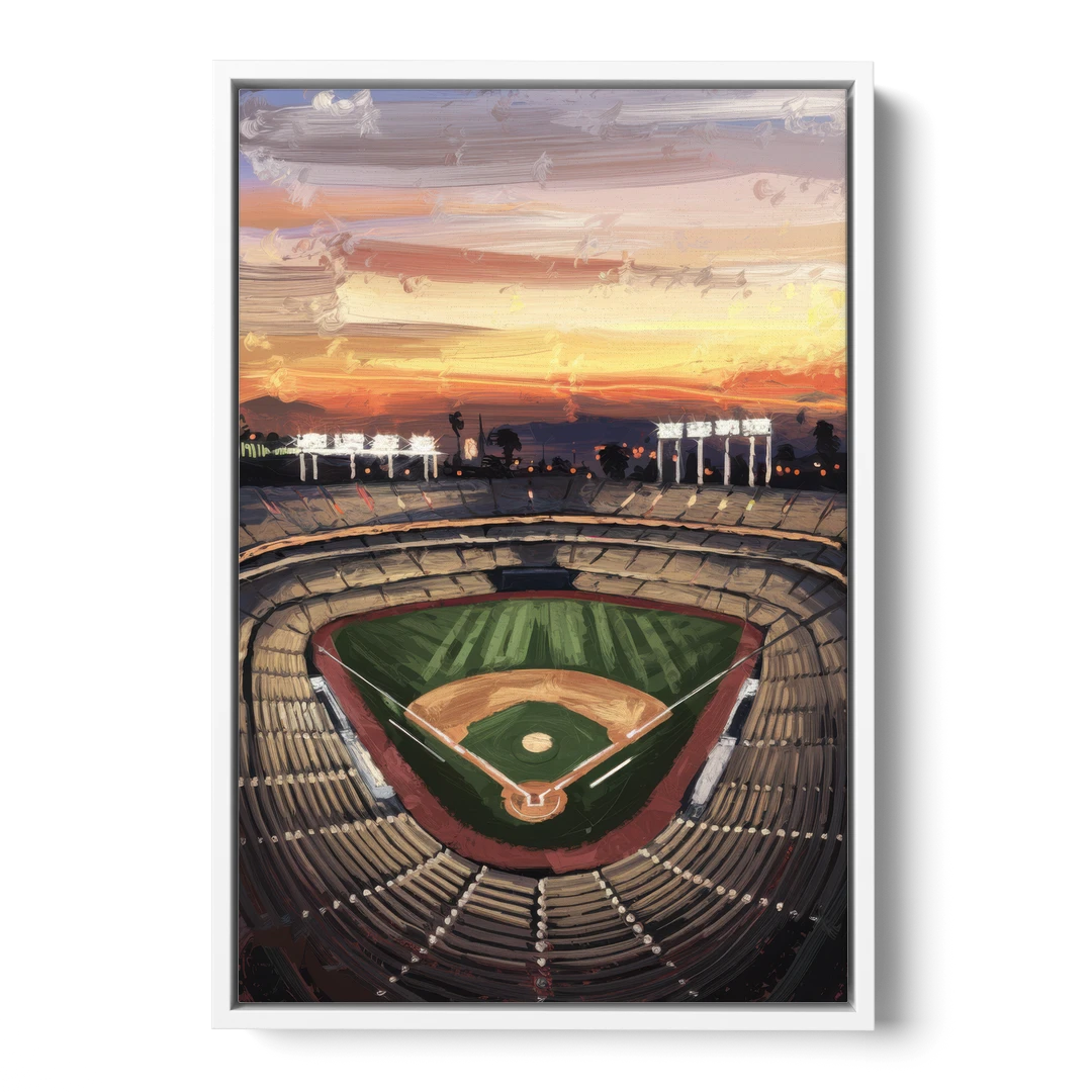 Los Angeles Angels Stadium - White Framed Canvas Wall Art - Front