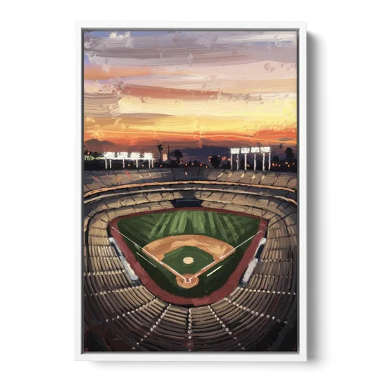 Los Angeles Angels Stadium - White Framed Canvas Wall Art - Front