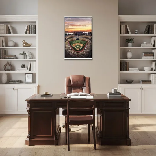 Los Angeles Angels Stadium - White Framed Canvas Wall Art - Office - 24x36