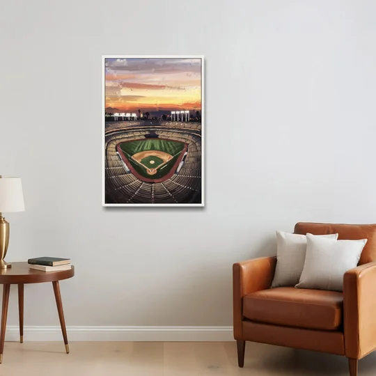 Los Angeles Angels Stadium - White Framed Canvas Wall Art - Sofa - 24x36