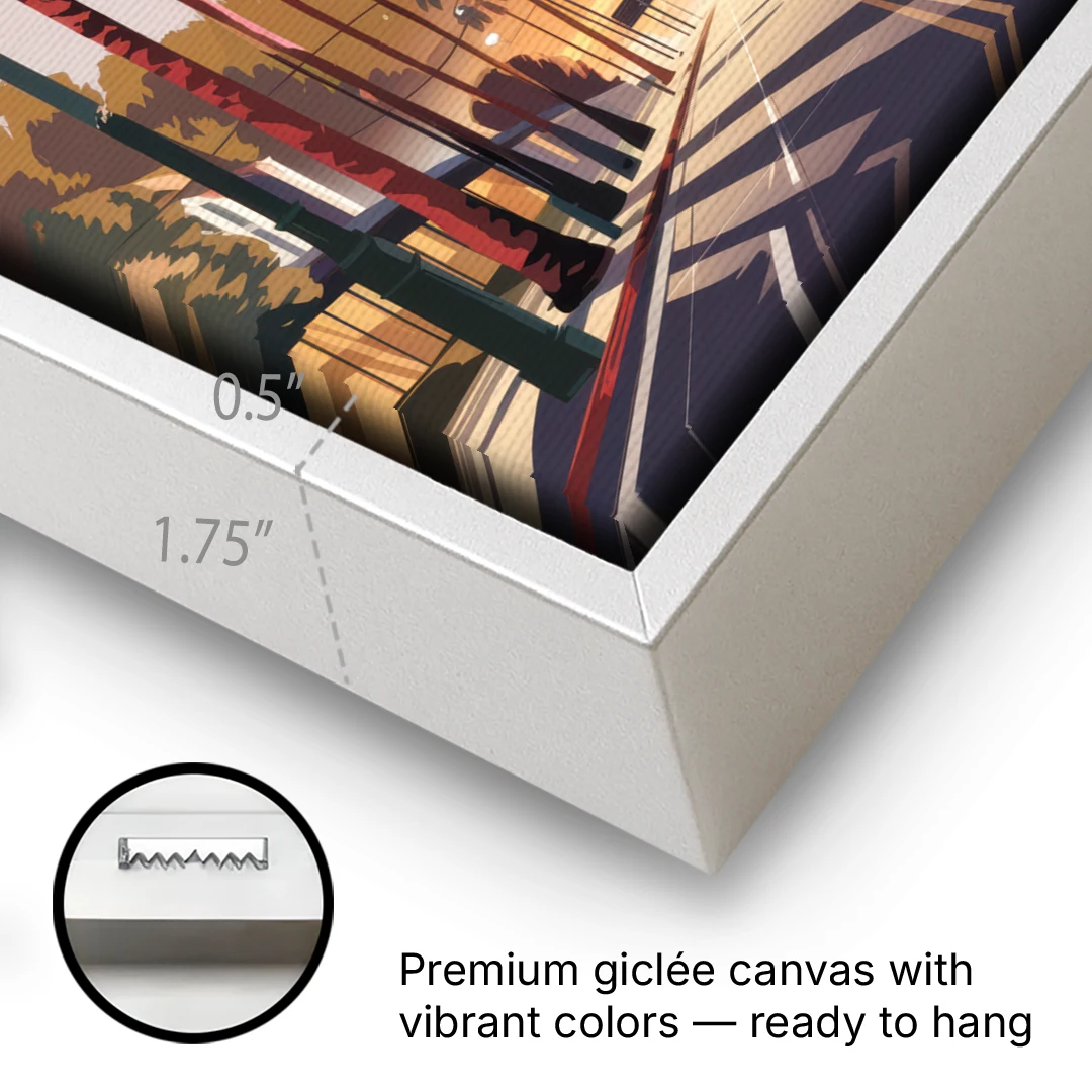 Los Angeles Beverly Hills Charm - White Framed Canvas Wall Art - Gallery Wrap Corner