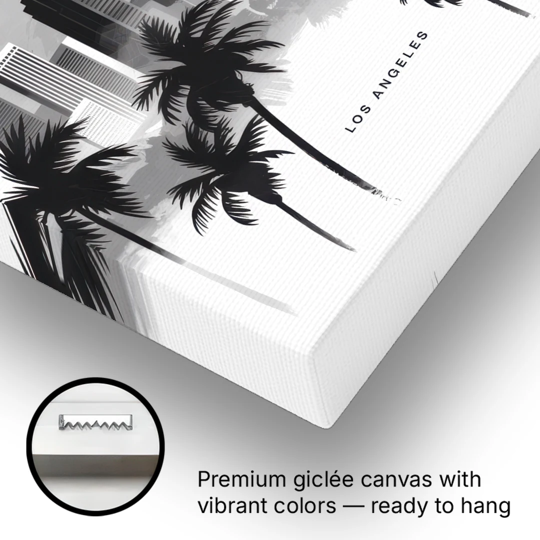 Los Angeles Black and White Cityscape - Canvas Wall Art - Gallery Wrap Corner
