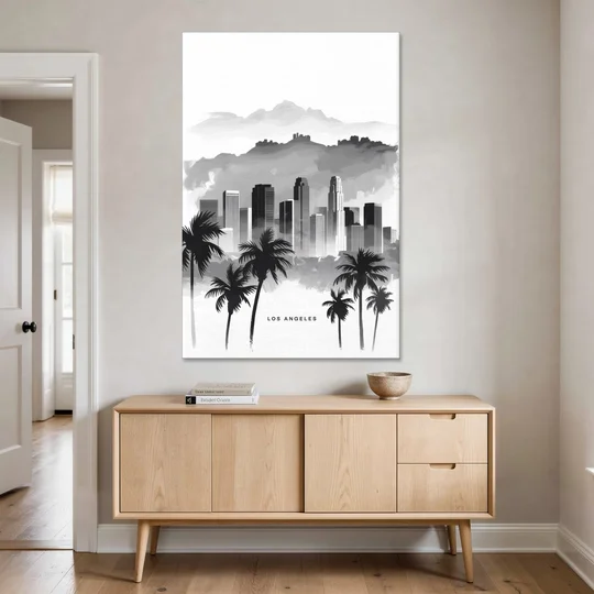 Los Angeles Black and White Cityscape - Canvas Wall Art - Coffee Table - 40x60