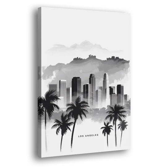 Los Angeles Black and White Cityscape - Canvas Wall Art - Side
