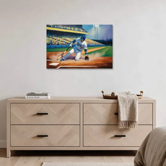 Los Angeles Dodgers Sliding Safe - Canvas Wall Art - Coffee Table - 36x24