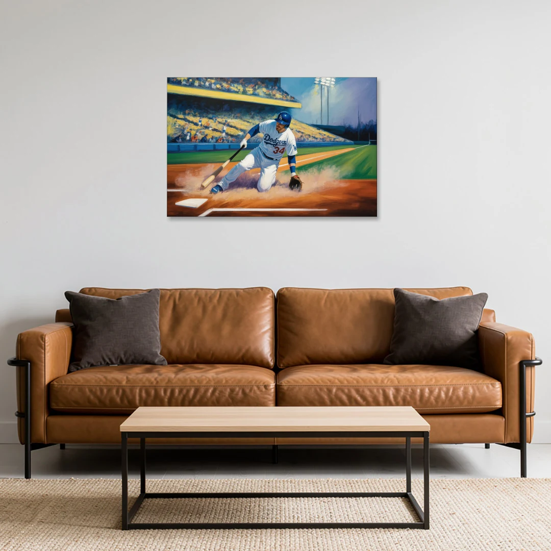 Los Angeles Dodgers Sliding Safe - Canvas Wall Art - Sofa - 36x24