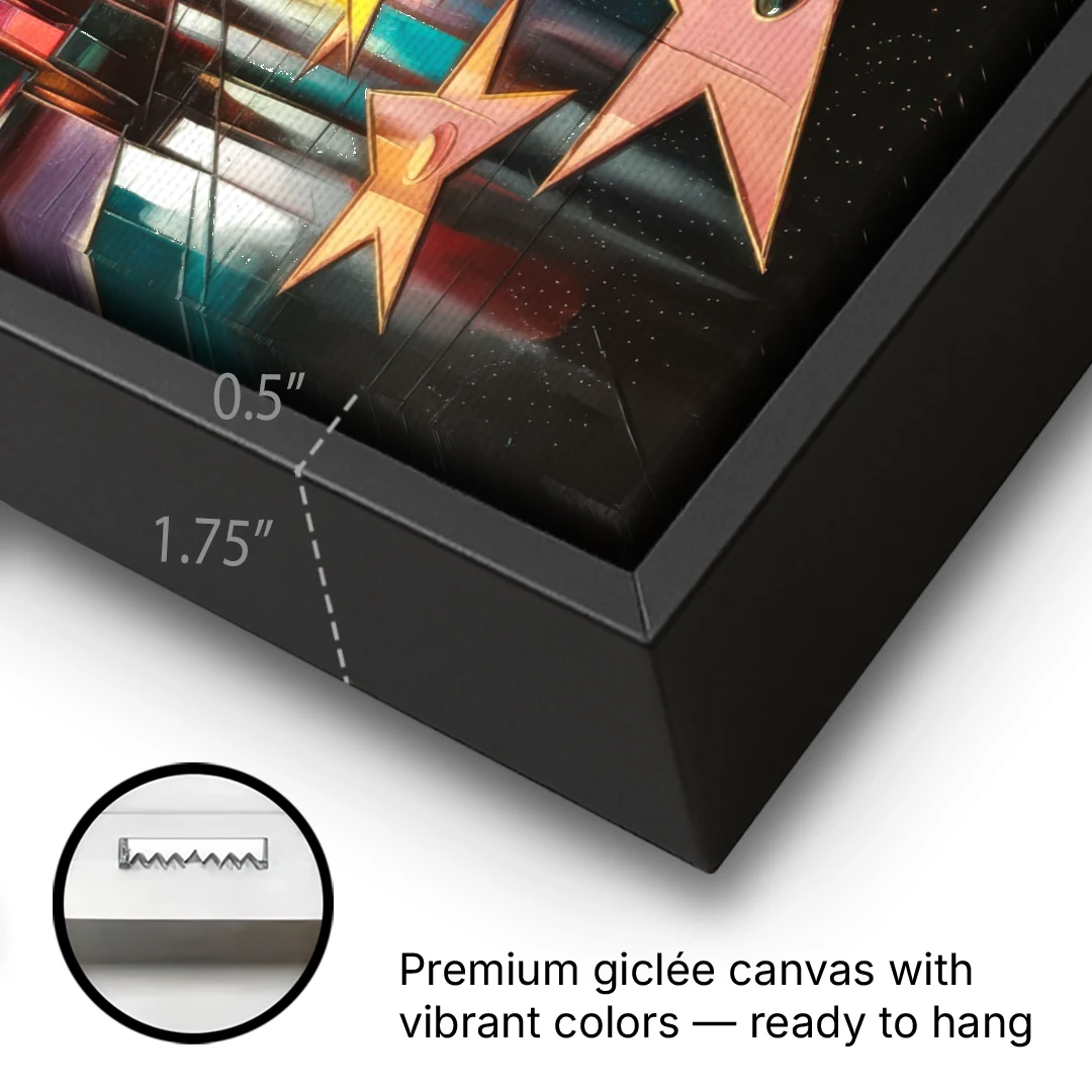 Los Angeles Hollywood Walk of Fame Iconic - Black Framed Canvas Wall Art - Gallery Wrap Corner