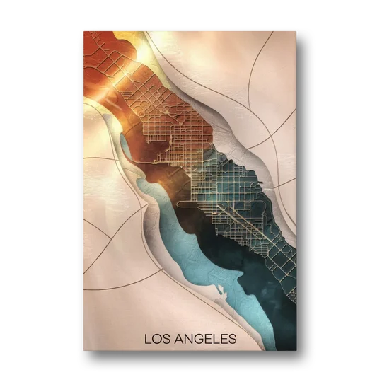 Los Angeles Map Design - Canvas Wall Art - Front