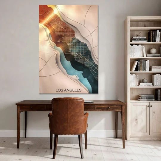 Los Angeles Map Design - Canvas Wall Art - Office - 40x60