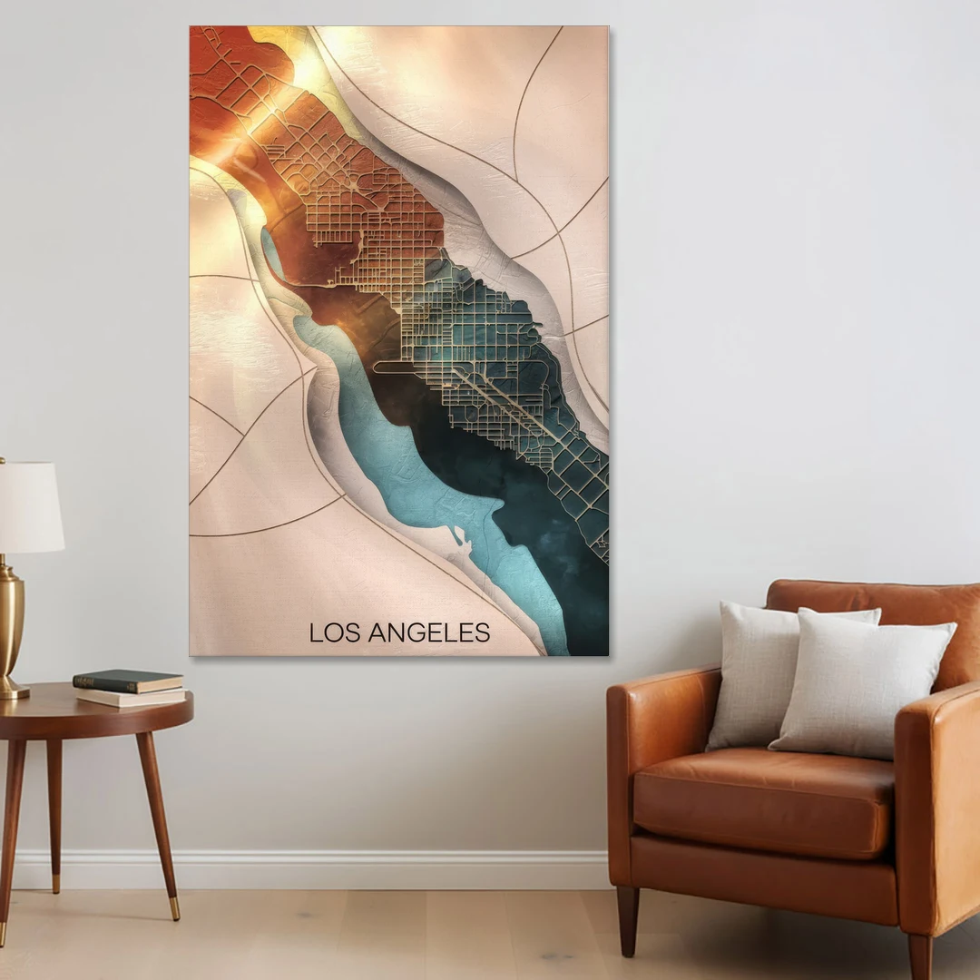 Los Angeles Map Design - Canvas Wall Art - Sofa - 40x60
