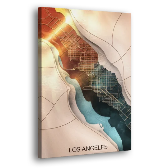 Los Angeles Map Design - Canvas Wall Art - Side