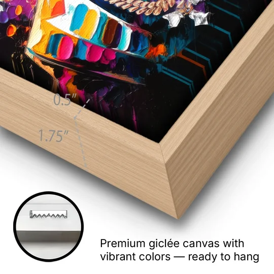 Los Angeles Nipsey Hussle Tribute - Oak Framed Canvas Wall Art - Gallery Wrap Corner