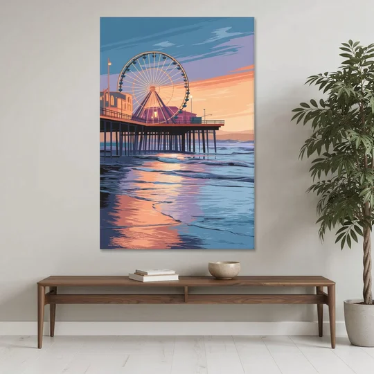 Los Angeles Santa Monica Pier - Canvas Wall Art - Coffee Table - 40x60