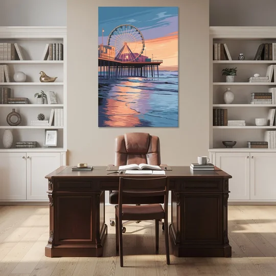 Los Angeles Santa Monica Pier - Canvas Wall Art - Office - 40x60