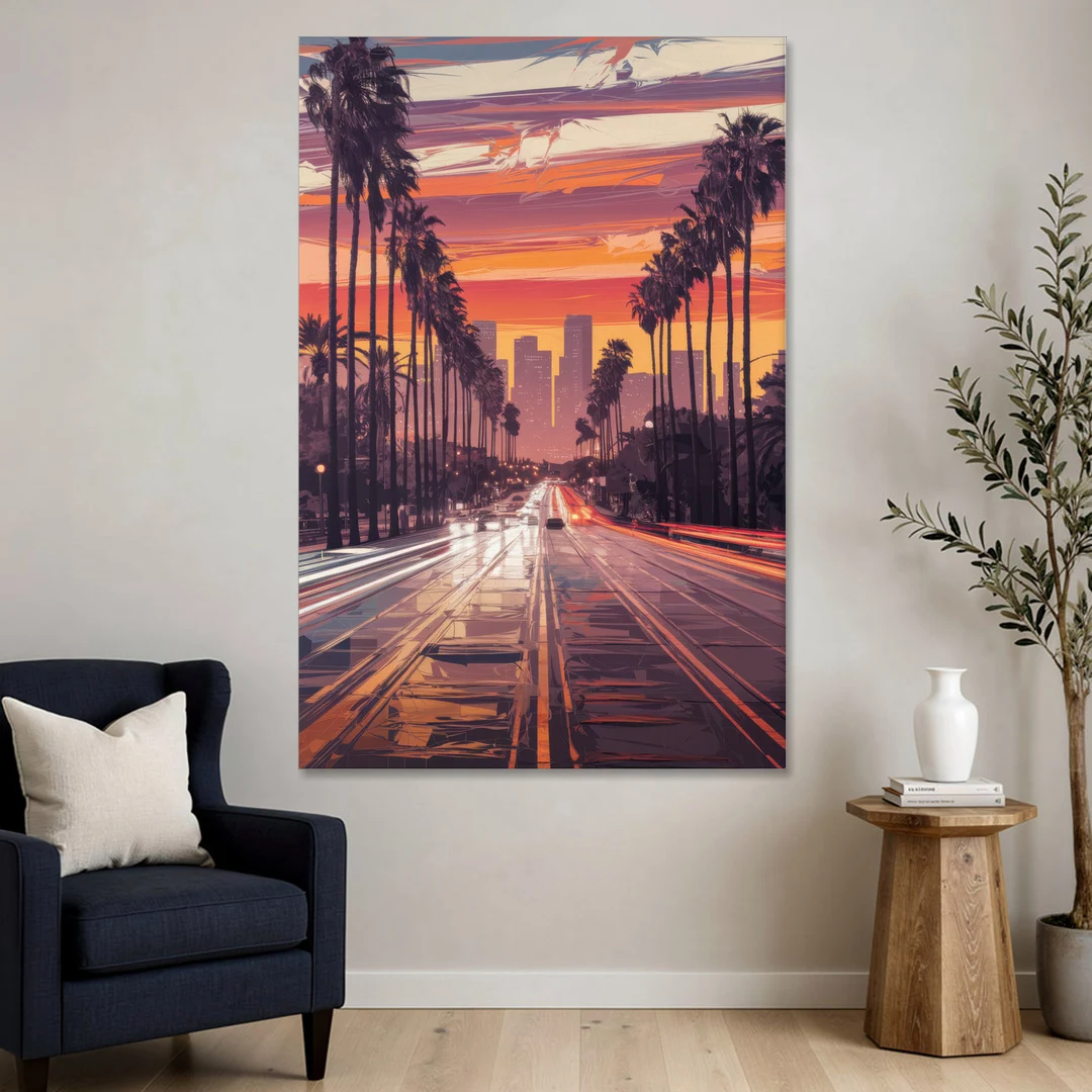 Los Angeles Sunset Boulevard - Canvas Wall Art - Sofa - 40x60
