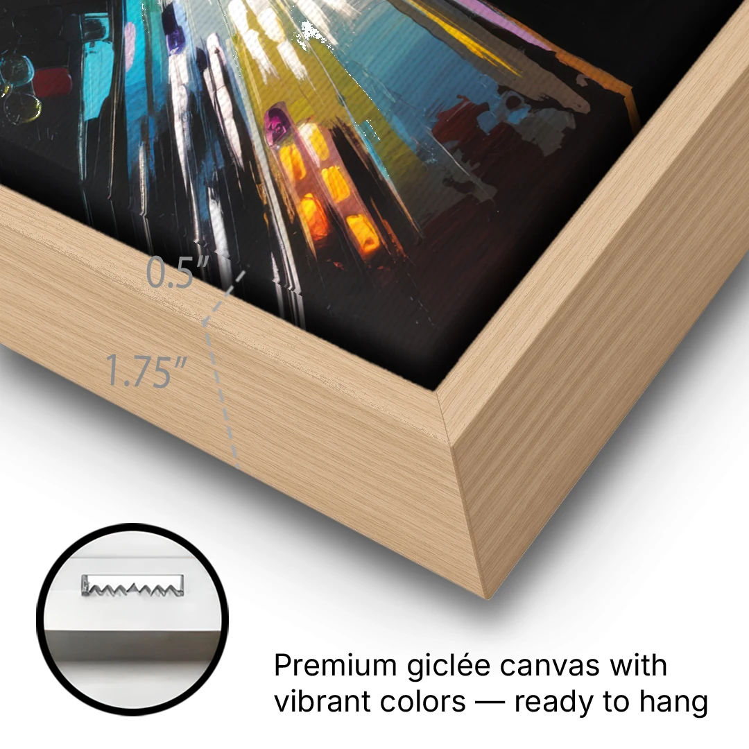 Los Angeles Urban Cityscape - Oak Framed Canvas Wall Art - Gallery Wrap Corner