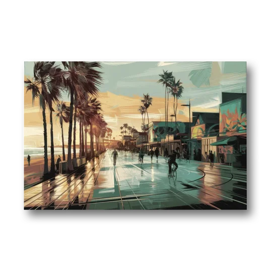 Los Angeles Venice Beach Boardwalk - Canvas Wall Art - Front