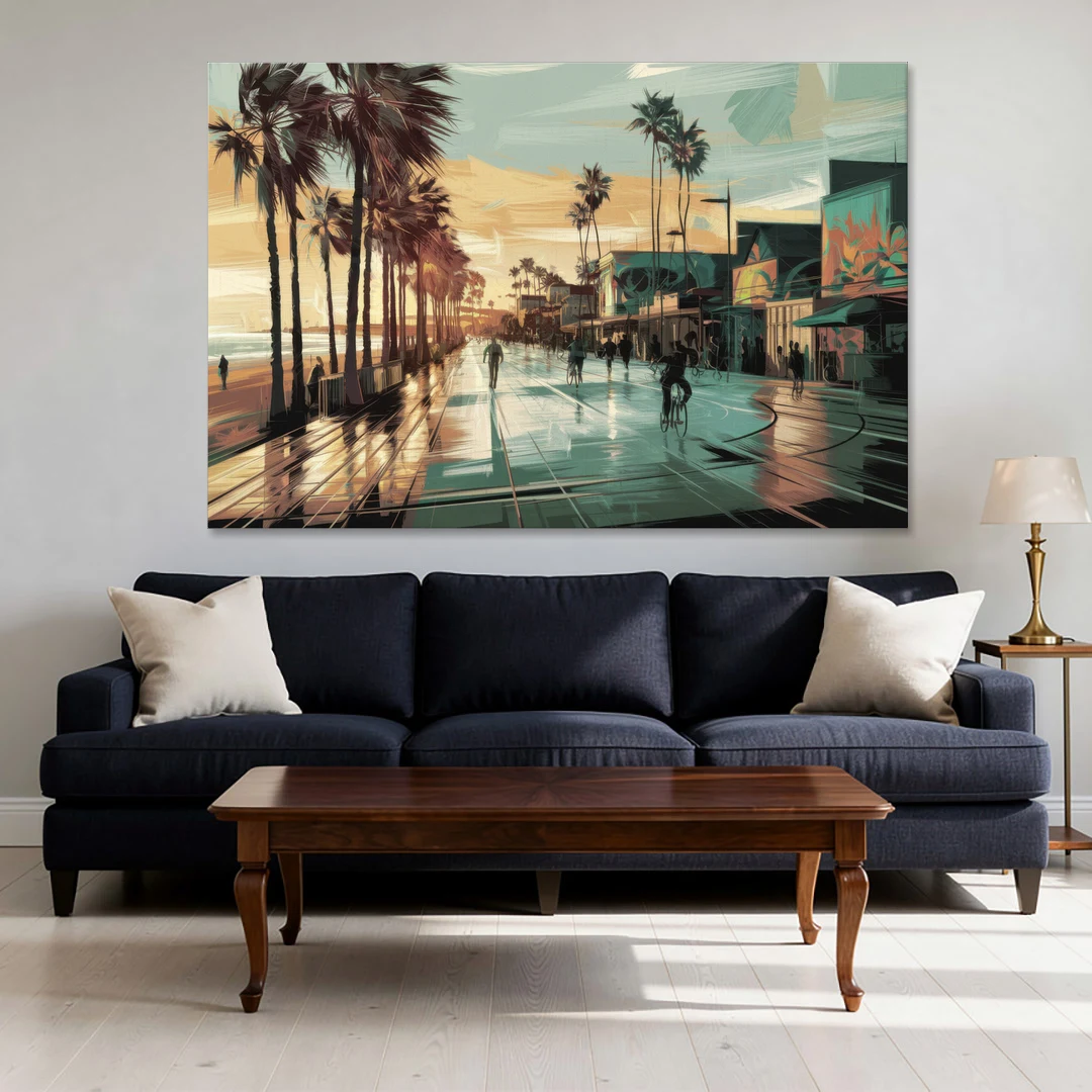 Los Angeles Venice Beach Boardwalk - Canvas Wall Art - Sofa - 60x40