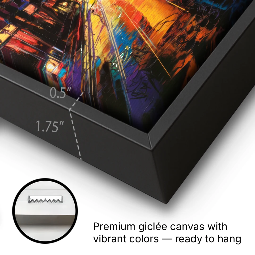Los Angeles Vibrant Street Art - Black Framed Canvas Wall Art - Gallery Wrap Corner