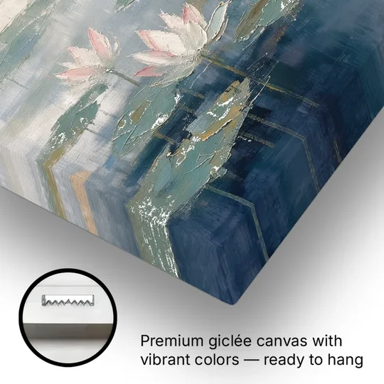 Lotus Flower Art in First Light Mist - Canvas Wall Art - Gallery Wrap Corner