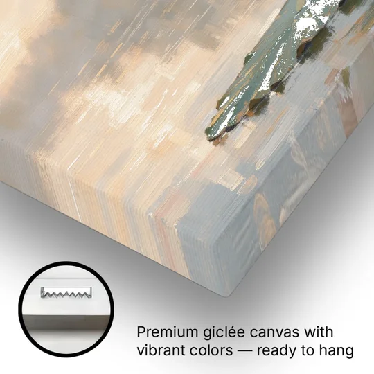 Lotus Flower Painting Opening at Dawn - Canvas Wall Art - Gallery Wrap Corner