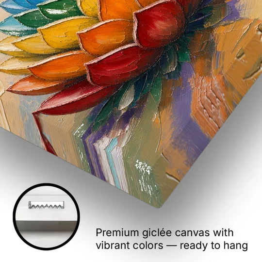 Lotus Mandala Wall Art in Rising Chakra Tiers - Canvas Wall Art - Gallery Wrap Corner