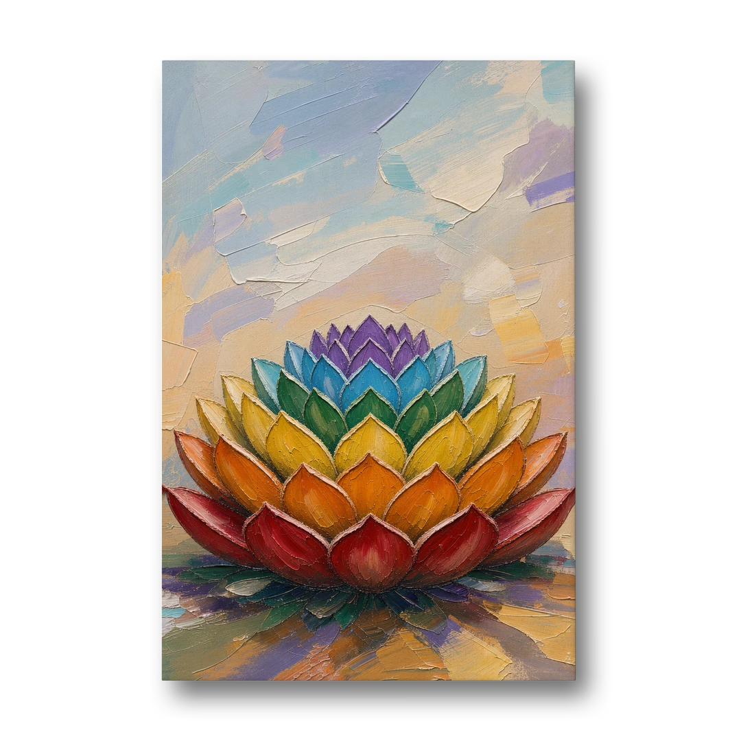 Lotus Mandala Wall Art in Rising Chakra Tiers - Canvas Wall Art - Front