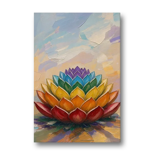 Lotus Mandala Wall Art in Rising Chakra Tiers - Canvas Wall Art - Front