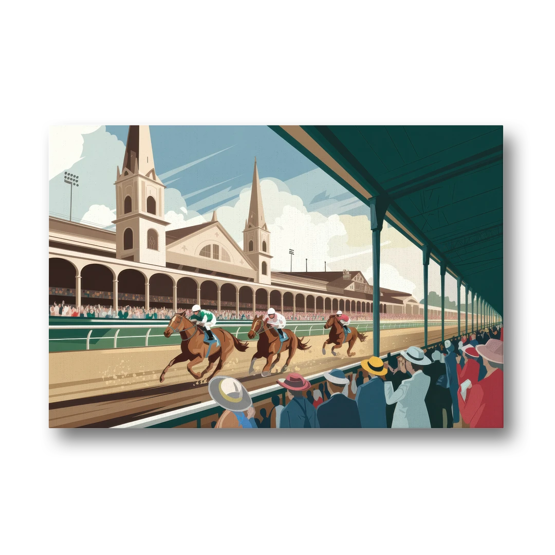 Louisville Churchill Downs Scene - Canvas Wall Art - Front