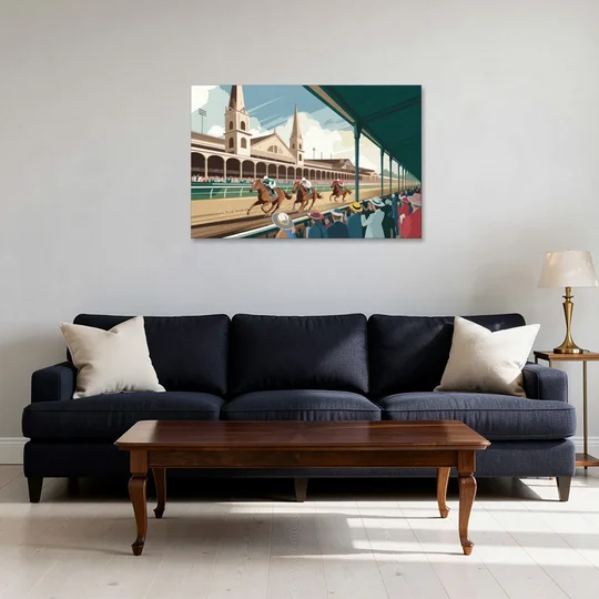 Louisville Churchill Downs Scene - Canvas Wall Art - Sofa - 36x24