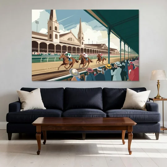 Louisville Churchill Downs Scene - Canvas Wall Art - Sofa - 60x40