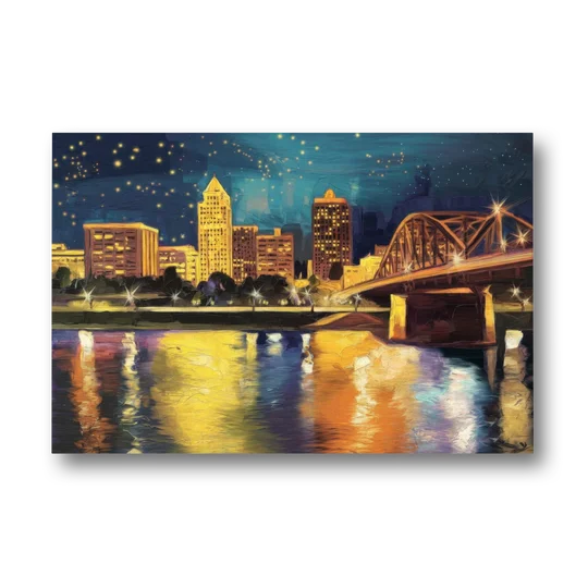 Louisville Cityscape Glow - Canvas Wall Art - Front