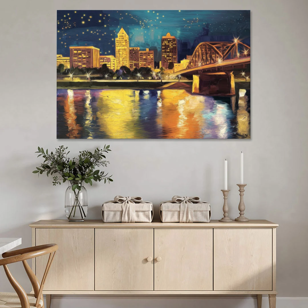 Louisville Cityscape Glow - Canvas Wall Art - Coffee Table - 60x40