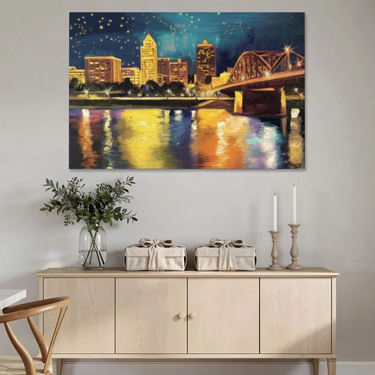 Louisville Cityscape Glow - Canvas Wall Art - Coffee Table - 60x40