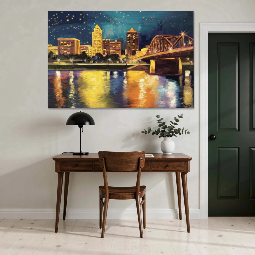 Louisville Cityscape Glow - Canvas Wall Art - Office - 60x40