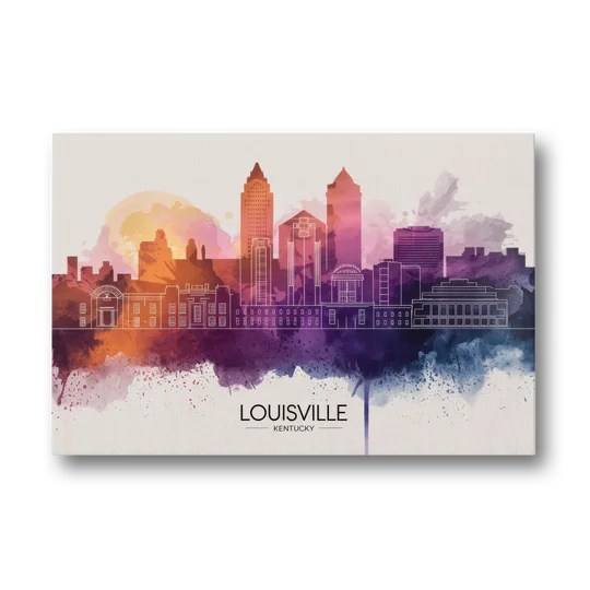 Louisville Sunset Over Skyline - Canvas Wall Art - Front
