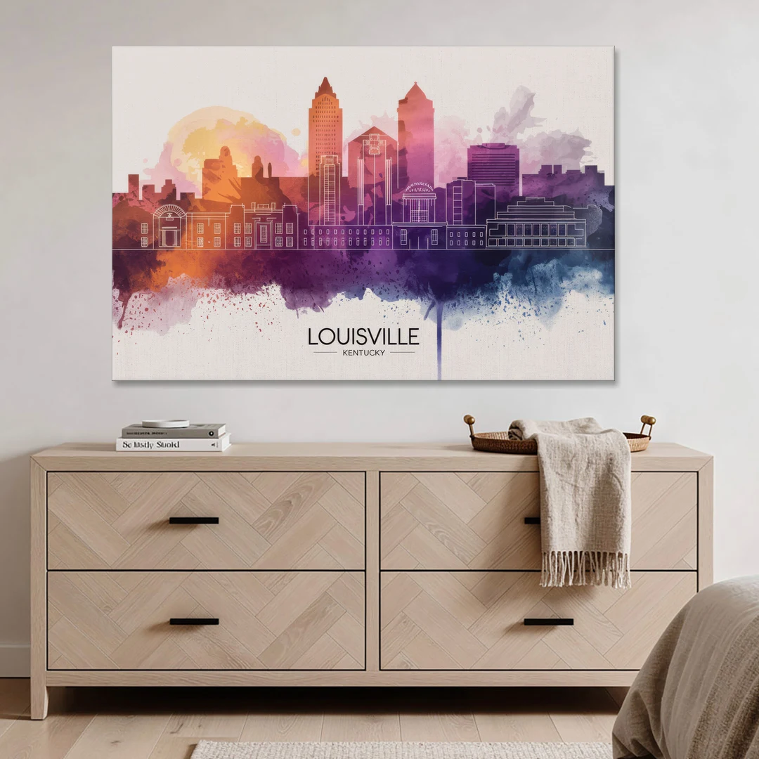 Louisville Sunset Over Skyline - Canvas Wall Art - Coffee Table - 60x40