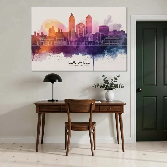 Louisville Sunset Over Skyline - Canvas Wall Art - Office - 60x40